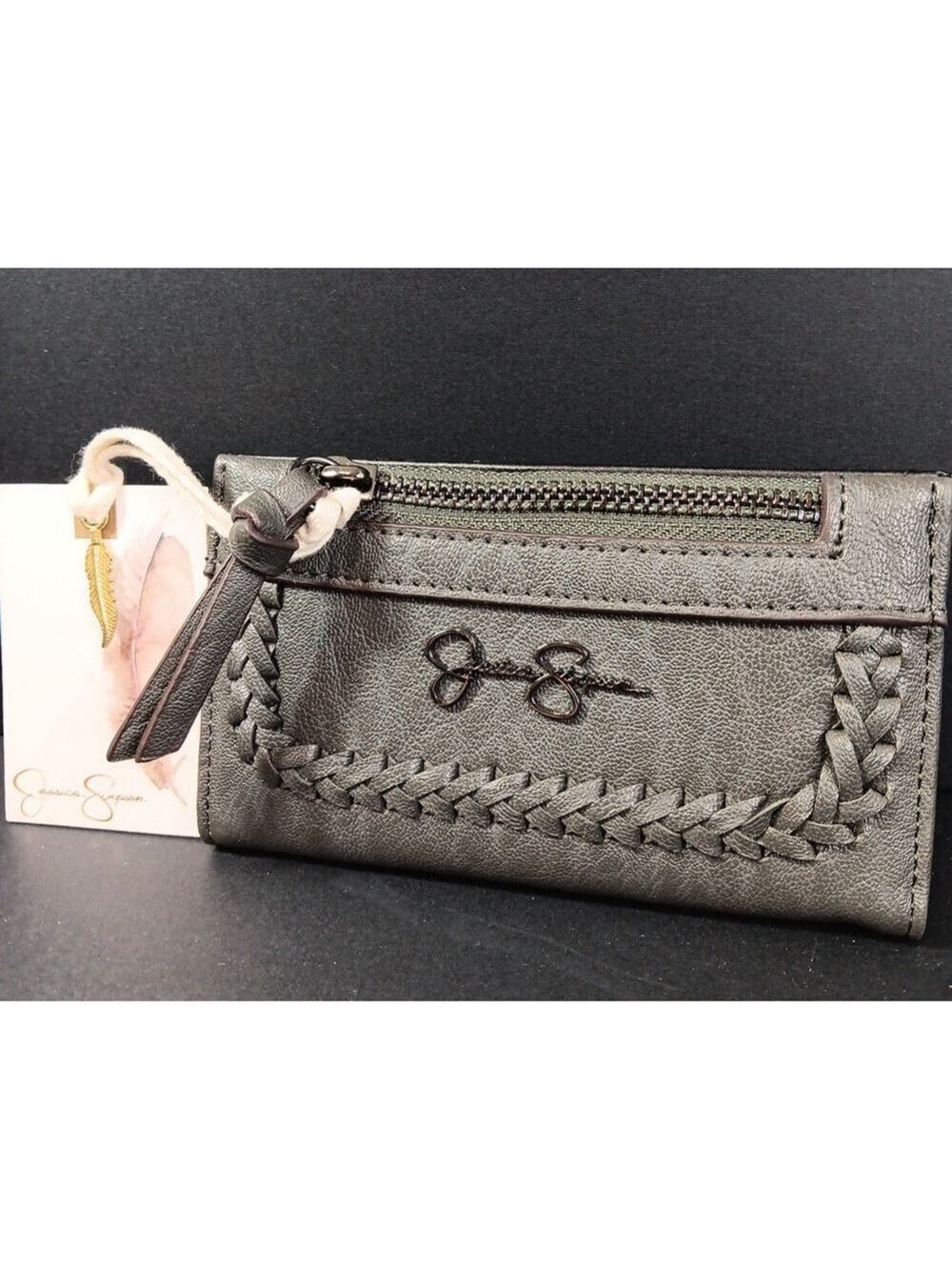 Tags On Jessica Simpson Jaclyn Faux Leather Fold Over Card Wallet Color Black